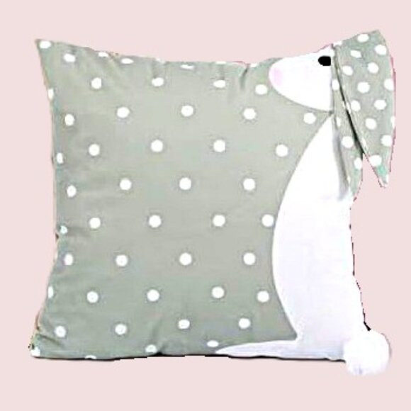 Rabbit, Bunny Pillow Covers, Set 2 Pink & Gray ~ Zip Closure 3D Ears &Tail ~ NEW - Picture 9 of 9